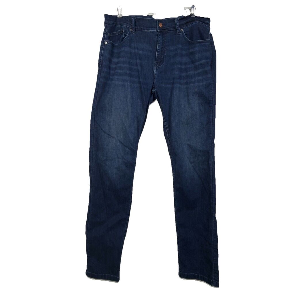 Mugsy Fulton Jeans Men’s 36x35 Stretch Blue Denim Medium Wash Faded Whiskers